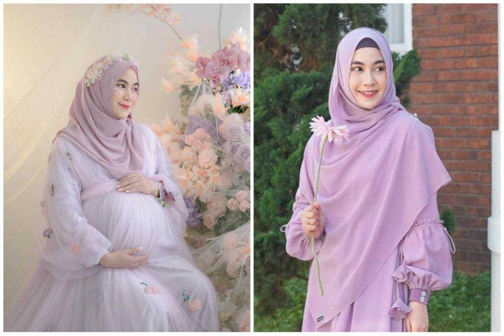 9 Potret Anisa Rahma yang Gemar Memakai Outfit Ungu