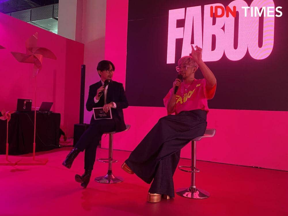 Caren Delano, Fashion Stylist sekaligus Creative Director Faboo dalam Press Conference Grand Launching Faboo. 9 Oktober 2022. (IDN Times/M. Tarmizi Murdianto)