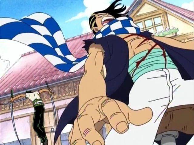 Zoro menyerang Cabaji. (Dok. Toei Animation/One Piece)