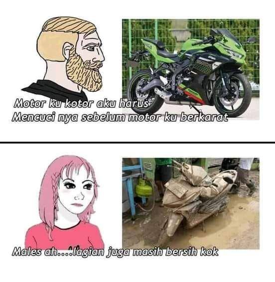 meme cuci motor musim hujan (facebook.com/gita.khairunnisa.14)