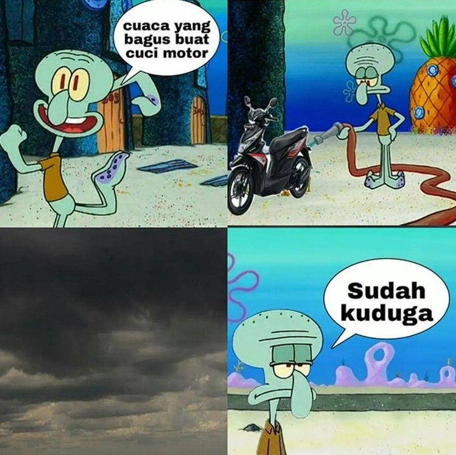 meme cuci motor musim hujan (instagram.com/masabodohah)
