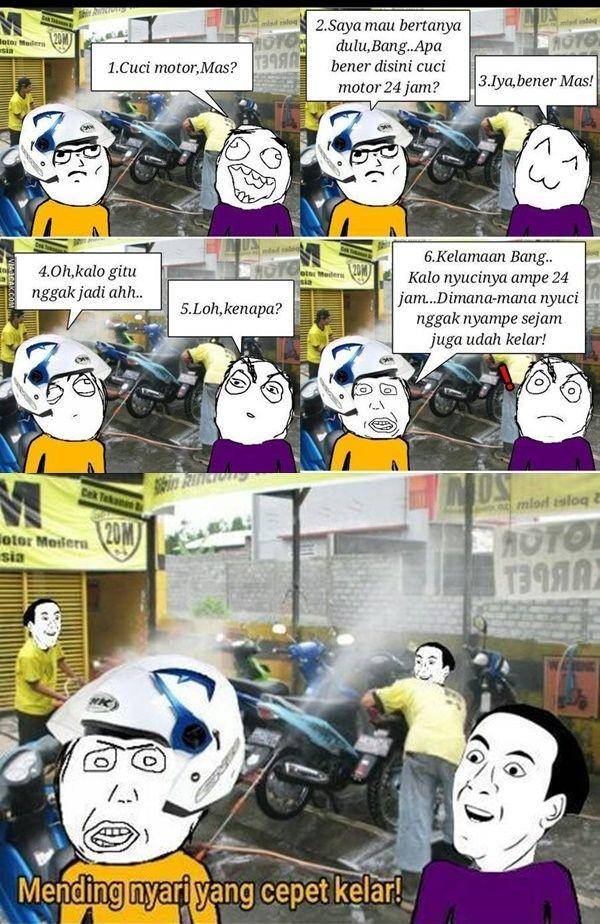 meme cuci motor musim hujan (1cak.com)