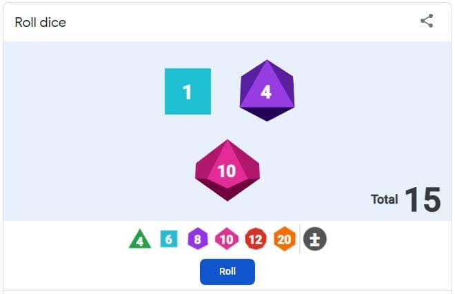 contoh penggunaan roll dice (dok. Google/Roll dice)
