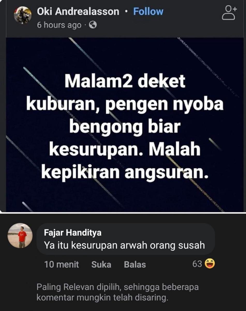 komentar FB lucu menanggapi isu (facebook.com/USK Shitposting)
