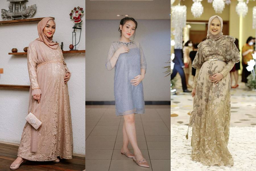 inspirasi baju kondangan untuk ibu hamil (instagram.com/citraciki | instagram.com/fellyyoung21 | instagram.com/cutratumeyriska)