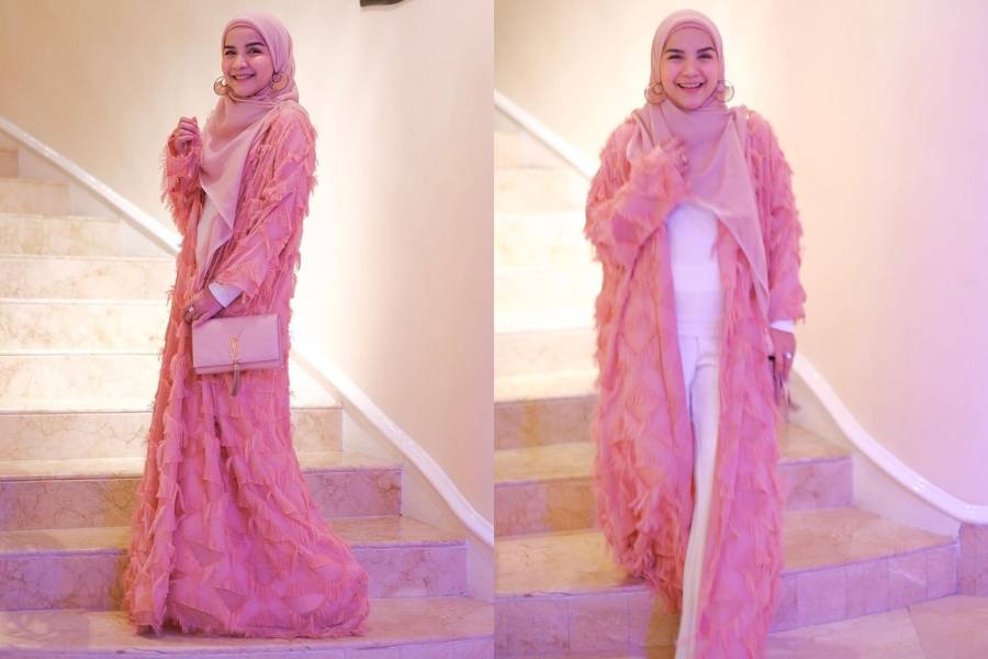 inspirasi kondangan syar'i warna pink (instagram.com/tasyanurmedina)