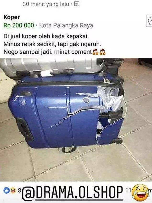postingan jual barang rusak berat (instagram.com/drama.olshop)