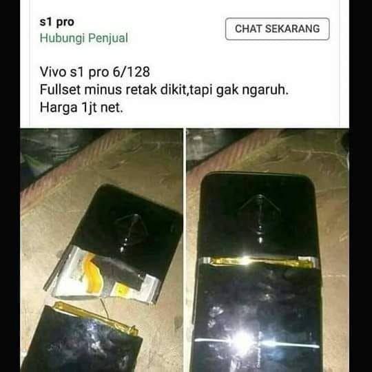 postingan jual barang rusak berat (facebook.com/dinashiburanindonesia)