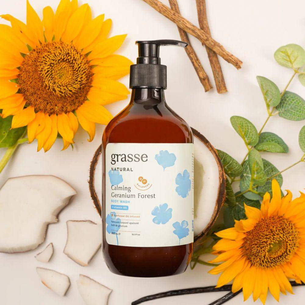 Grasse Natural Calming Geranium Forest Sunflower Oil Body Wash (instagram.com/grassenatural)