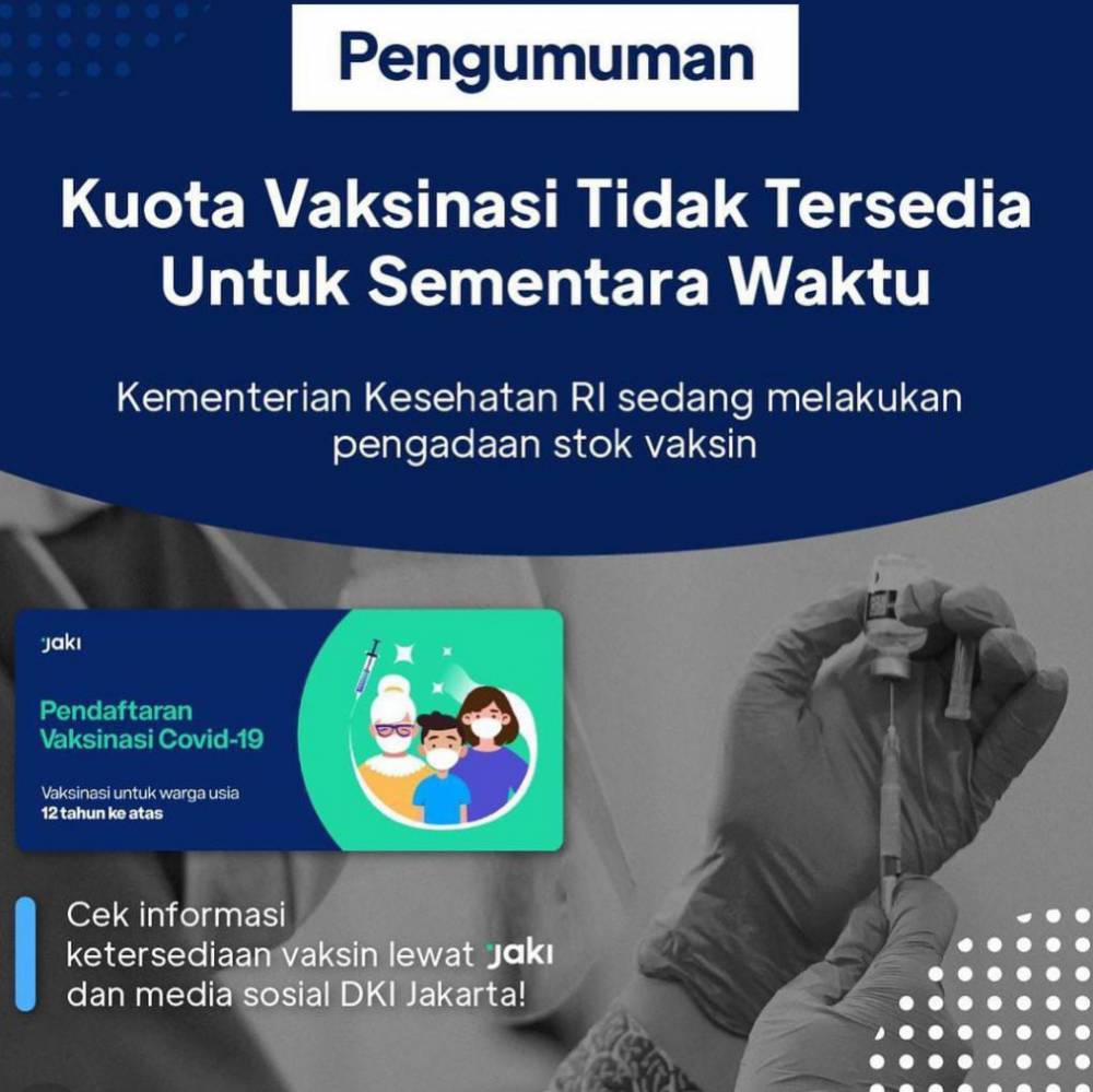 Stok Vaksin kosong di Bekasi. (instagram.com/@infobekasi.co)