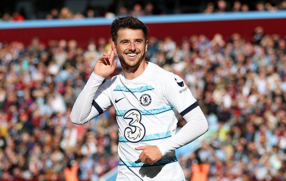 Mason Mount melakukan selebrasi setelah mencetak gol ke gawang Aston Villa pada pekan kesebelas EPL 2022/2023. (twitter.com/premierleague)