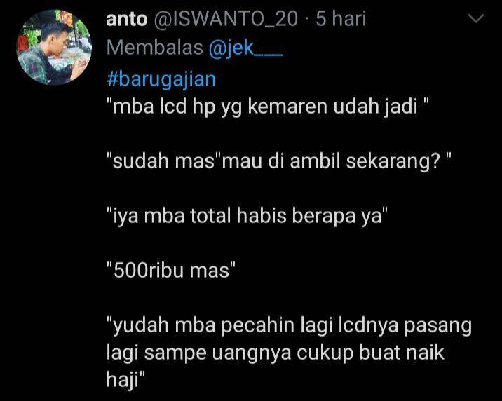 humor receh baru gajian (twitter.com/@ISWANTO_20)