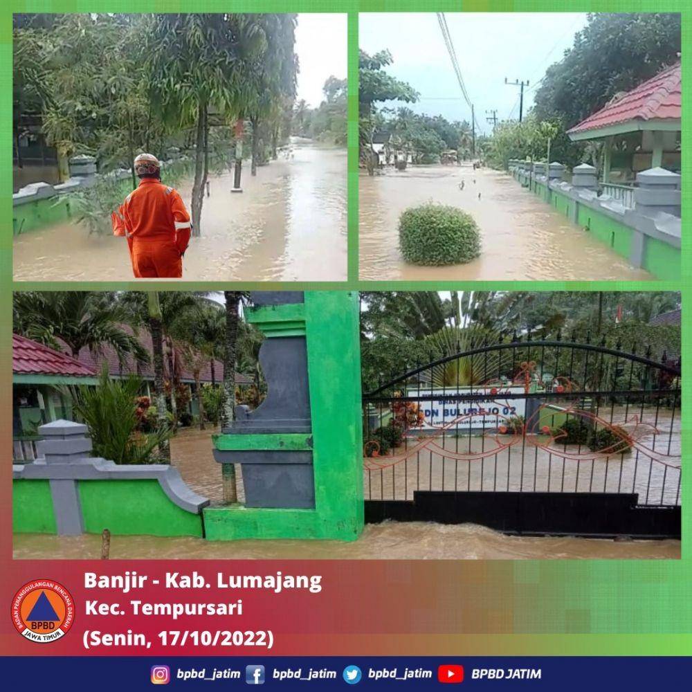 Banjir di Kabupaten Lumajang, Senin (17/8/2022). (Dok. BPBD Jatim)