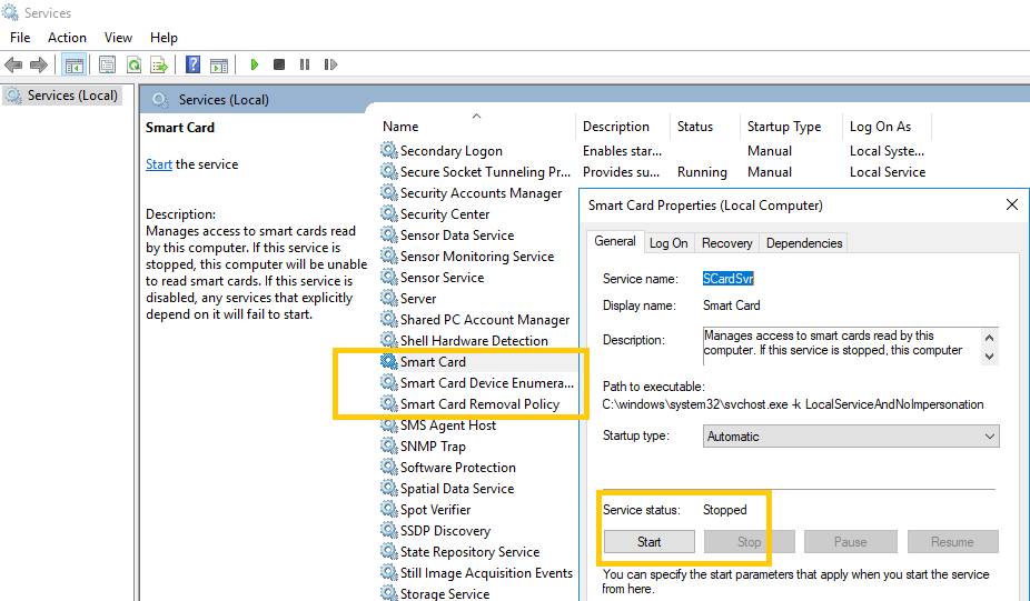 program Smart Card yang ada di Wondows services (microsoft.com)