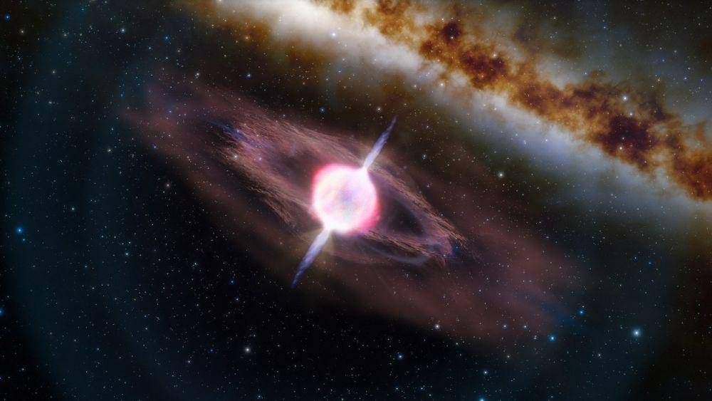 ilustrasi 3D dari ledakan sinar gama (commons.wikimedia.org/International Gemini Observatory, J. da Silva, M. Zamani)