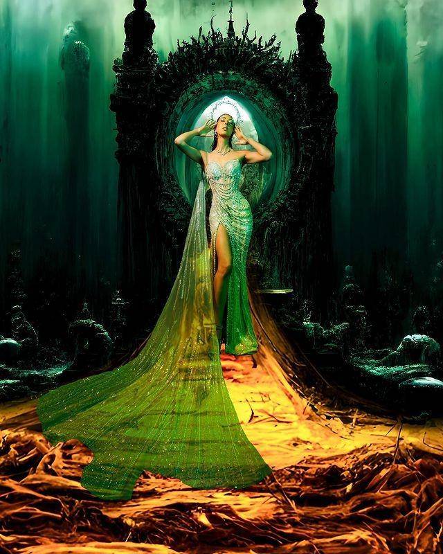 ilustrasi koleksi The Siren’s Song dari kolaborasi Diana Couture dan UBS Gold yang ditampilkan di Los Angeles Fashion Week (instagram.com/DianaMPutri)