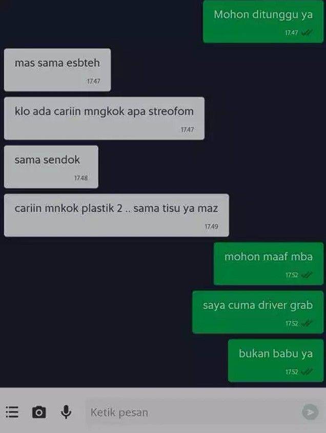 chat driver ojek online kehabisan kesabaran (twitter.com/txtdriojol)