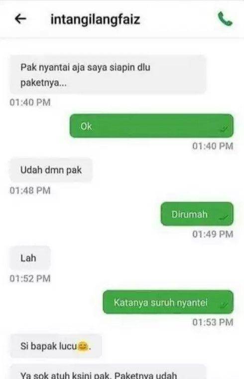 chat driver ojek online kehabisan kesabaran (instagram.com/newdramaojol.id)
