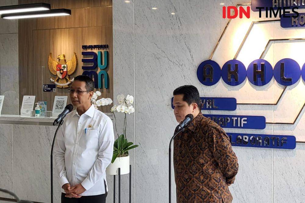 Menteri BUMN, Erick Thohir bersama PJ Gubernur DKI Jakarta, Heru Budi Hartono (IDN Times/Ridwan Aji Pitoko)