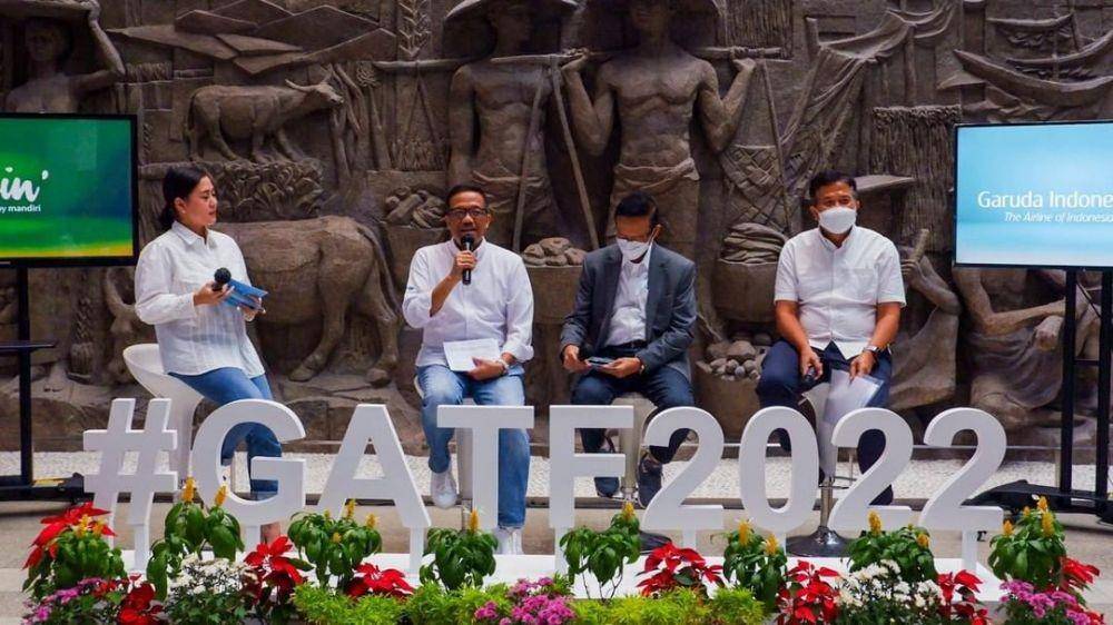 Press Conference GATF 2022 di Sarinah, Jakarta, bersama dengan PT Bank Mandiri pada Rabu (19/10/2022) (instagram.com/garuda.indonesia)