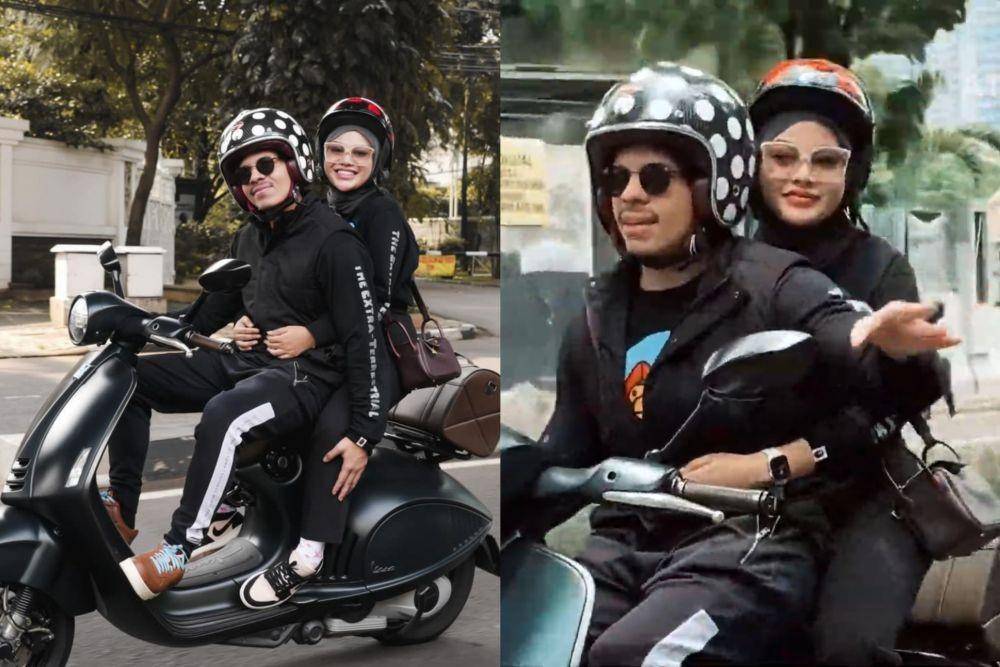 momen Atta Halilintar dan Aurel Hermansyah naik vespa bareng (instagram.com/attahalilintar | youtube.com/attahalilintar)