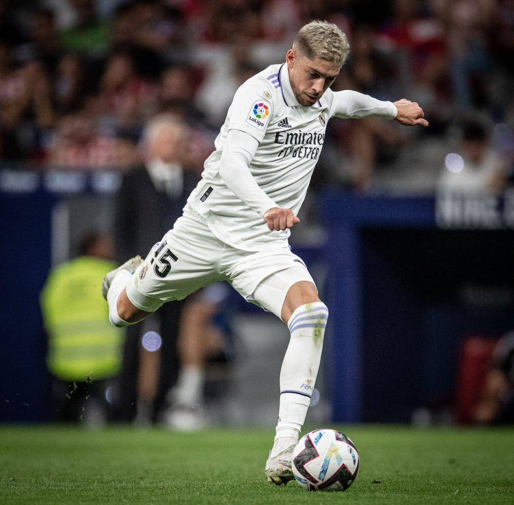 Federico Valverde cetak 1 gol untuk Real Madrid dalam kemenangan 1-2 melawan Atletico Madrid di LaLiga 2022/2023 pada 18 September 2022. (twitter.com/fedeevalverde)