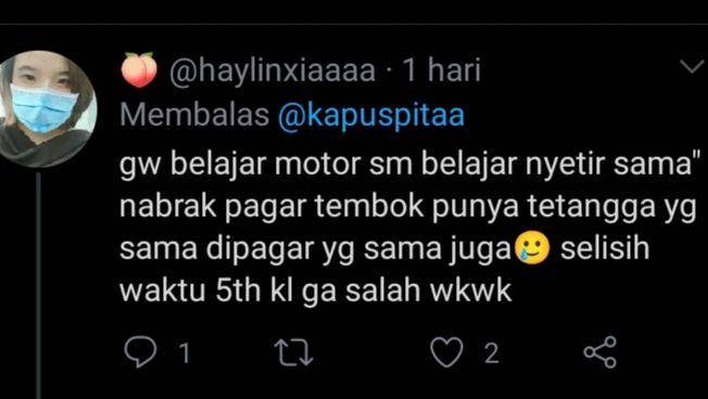 belajar naik motor (twitter.com/@haylinxiaaaa)