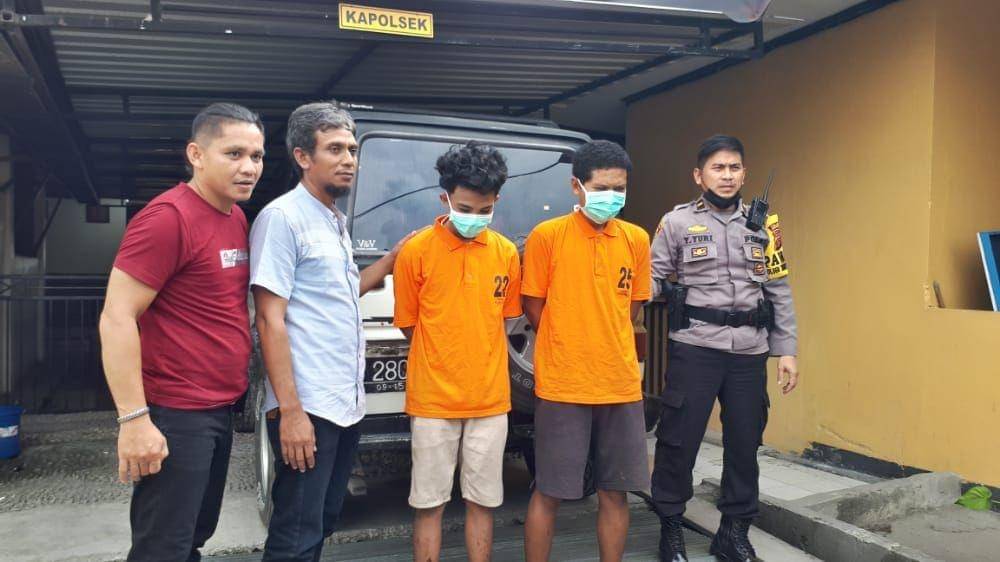 Kedua tersangka saat dihadirkan saat press release, IDN Times/ Istimewa