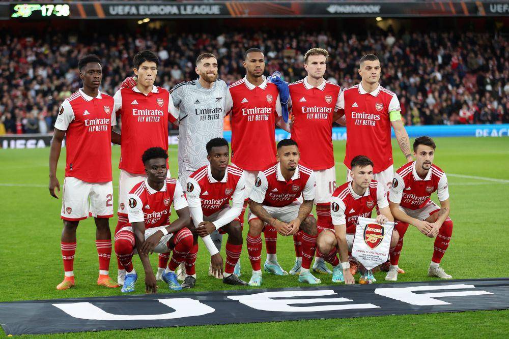 Skuad Arsenal ketika menghadapi PSV Eindhoven di UEL 2022/2023. (twitter.com/EuropaLeague)