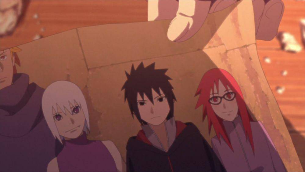 Suigetsu, Sasuke, dan Karin (dok. Pierrot/Boruto: Naruto Next Generations)