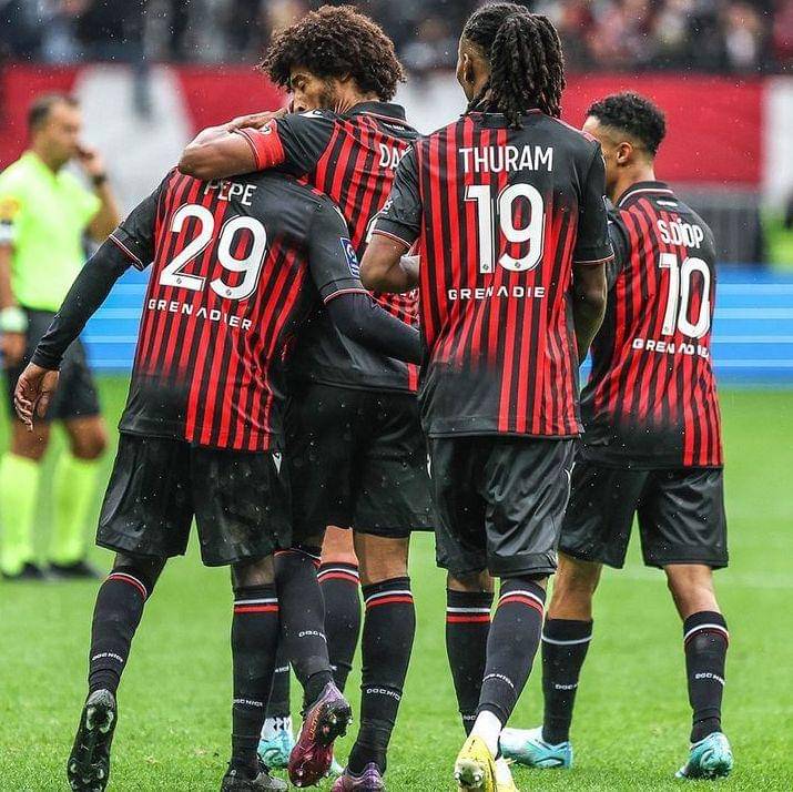 Pemain OGC Nice ketika melangsungkan selebrasi gol. (instagram.com/ogcnice)