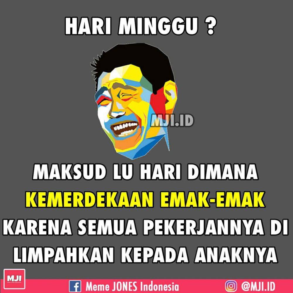 meme lucu di hari minggu (facebook.com/ComicJonesIndonesia)