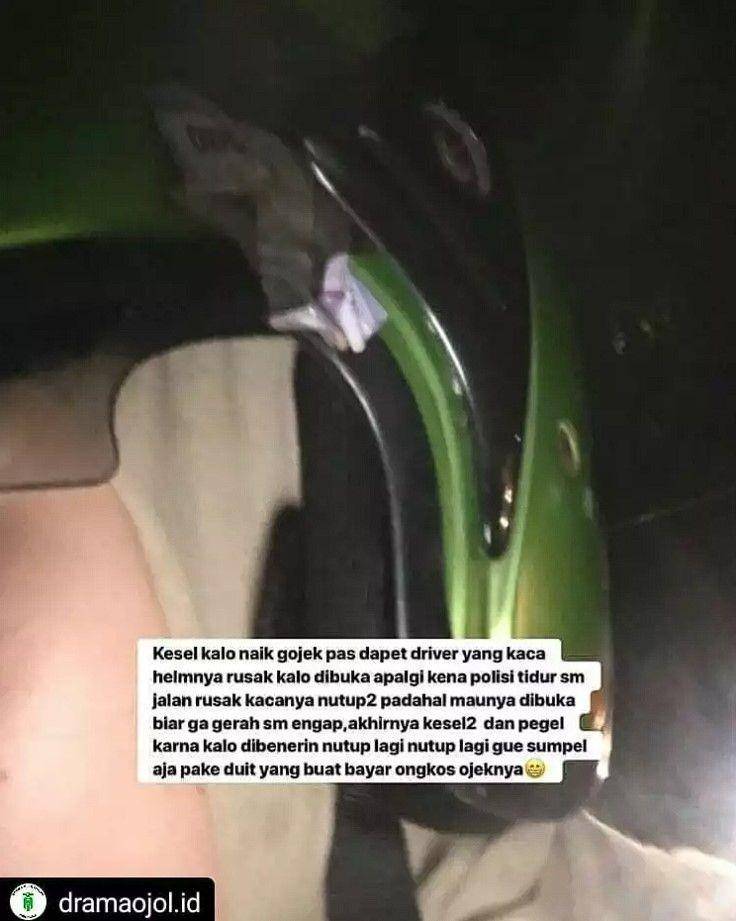 pengendara siasati helm rusak (instagram.com/dramaojol.id)