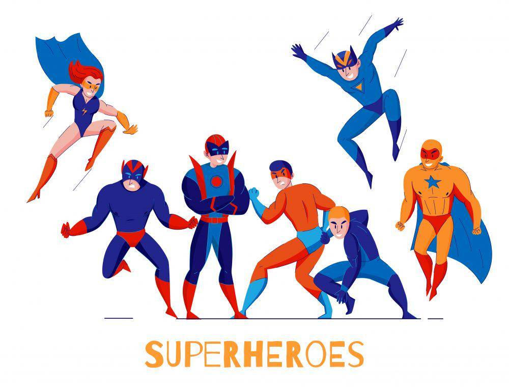 ilustrasi poster film superhero (freepik.com/author/macrovector)