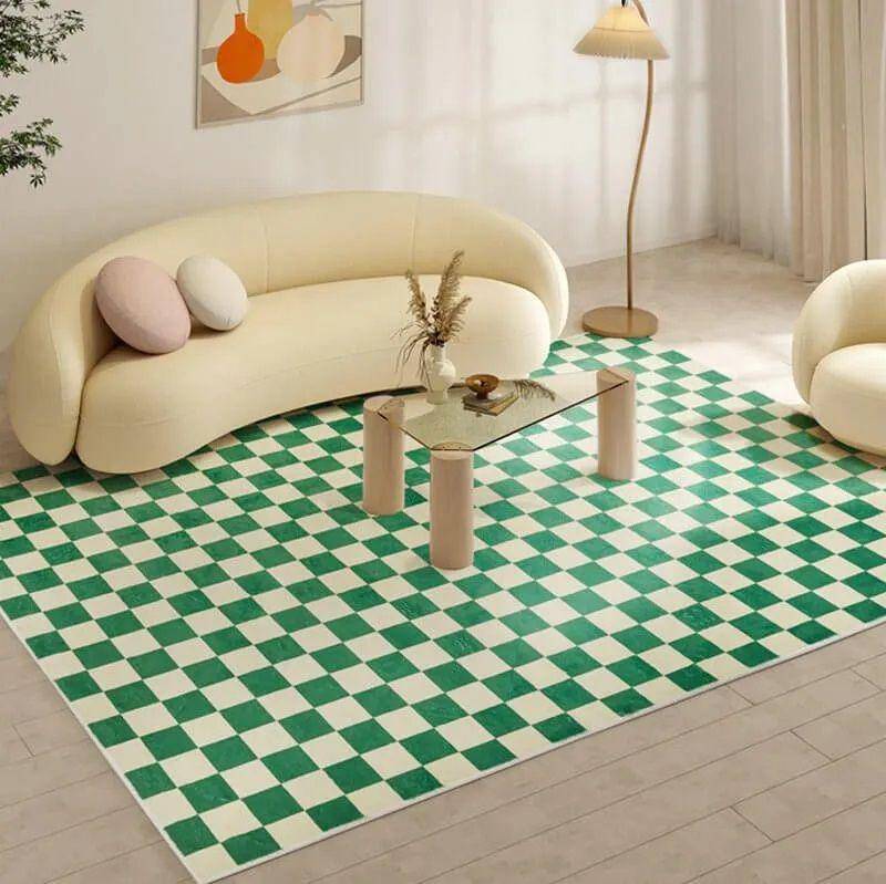 inspirasi dekorasi ruangan dengan motif checkboard (warmlyhome.com)