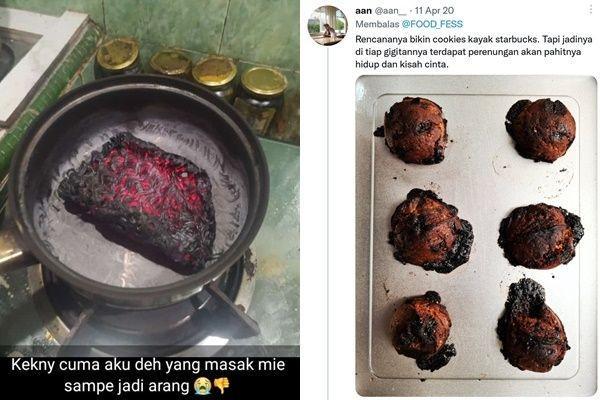 15 Potret Apes Warganet Masak Hasilnya Gosong, Curhatannya Kocak Abis