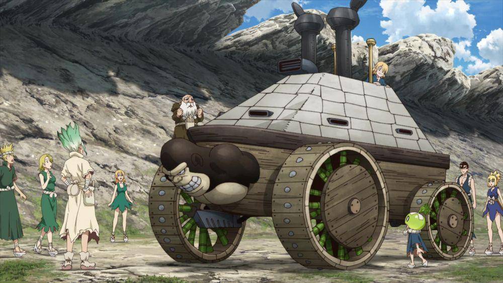 Senku menyelesaikan pembuatan tank. (dok. TMS Entertainment/Dr. Stone Season 2)
