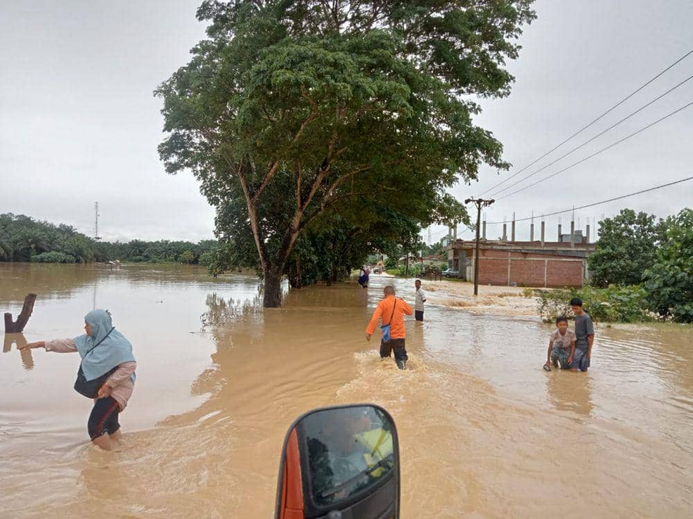 Kondisi banjir di wilayah Aceh Timur, Provinsi Aceh (07/10/2022). (twitter.com/BNPB_Indonesia)