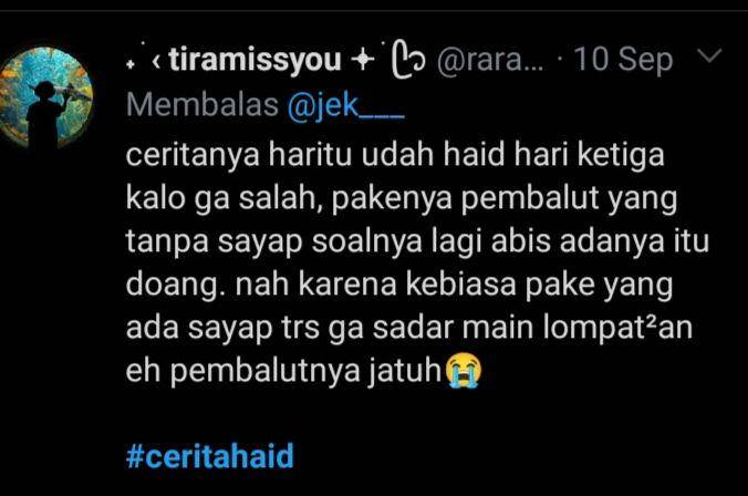 cerita haid (twitter.com/@rararatigakali)