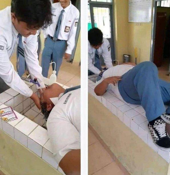 kelakuan siswa di laboratorium (twitter.com/kegblgnunfaedh)