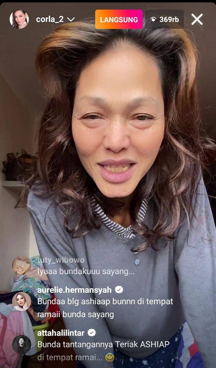 tangkapan layar live Instagram Bunda Corla (instagram.com/corla_2)