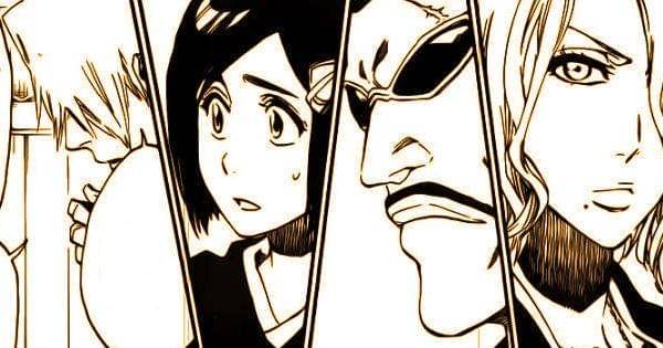 Para letnan divisi menyadari kebenaran hilangnya penduduk Rokungai  (Dok. Shueisha / Bleach )