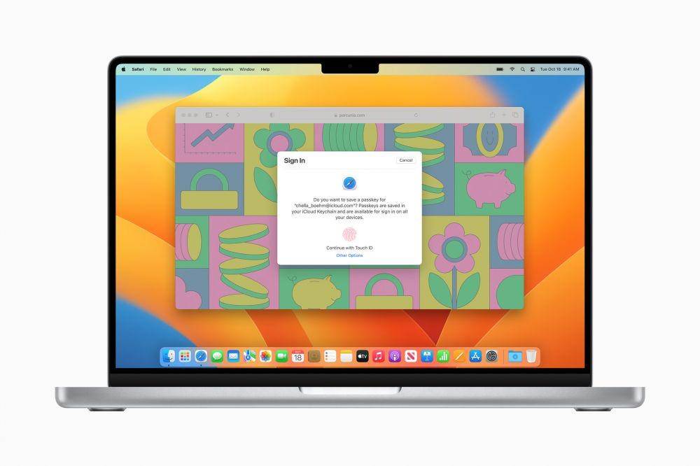 fitur Passkey macOS 13 dengan Touch ID (Dok. Apple)