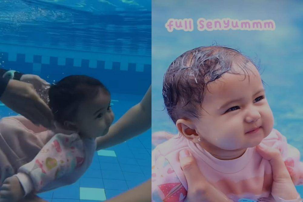 momen baby Nadlyne belajar menyelam (instagram.com/nandaarsynt)