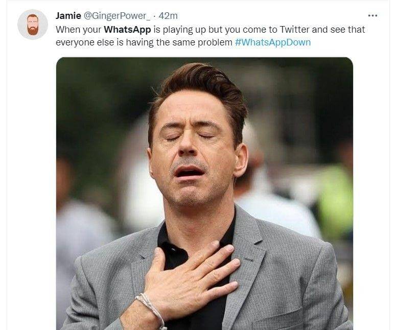 Reaksi kocak warganet saat WhatsApp down. (twitter.com/GingerPower_)