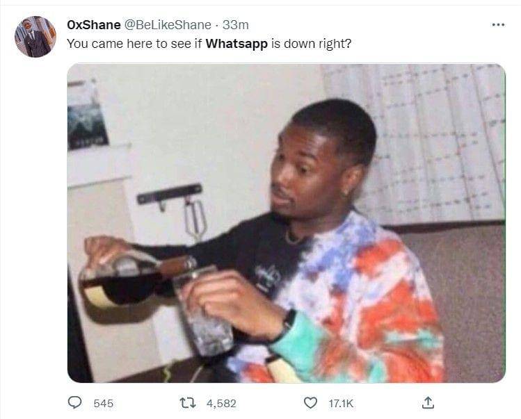 Salah satu reaksi warganet ketika Twitter down. (twitter.com/BeLikeShane)