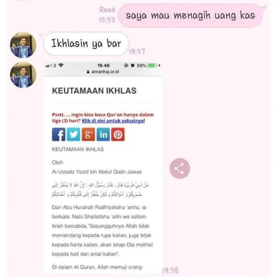 chat bendahara nagih uang kas (instagram.com/wkwkland_real)