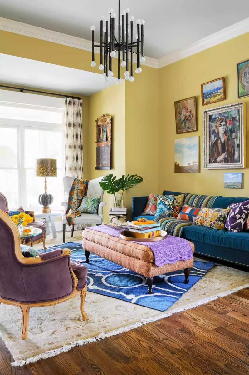 9 Ide Design Ruang Tamu Warna Kuning, Cheerful dan Nyaman