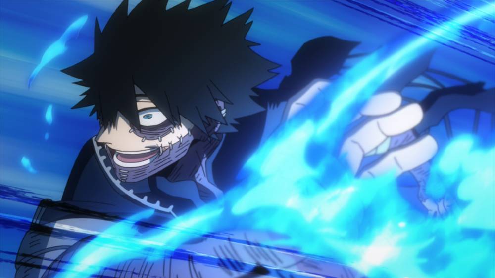 Dabi menyerang Endeavour. (dok. Bones/My Hero Academia)