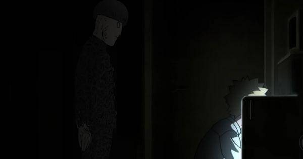 Psycho Helmet muncul di belakang Teruki  (  Dok. Bones / Mob Psycho 100 III )